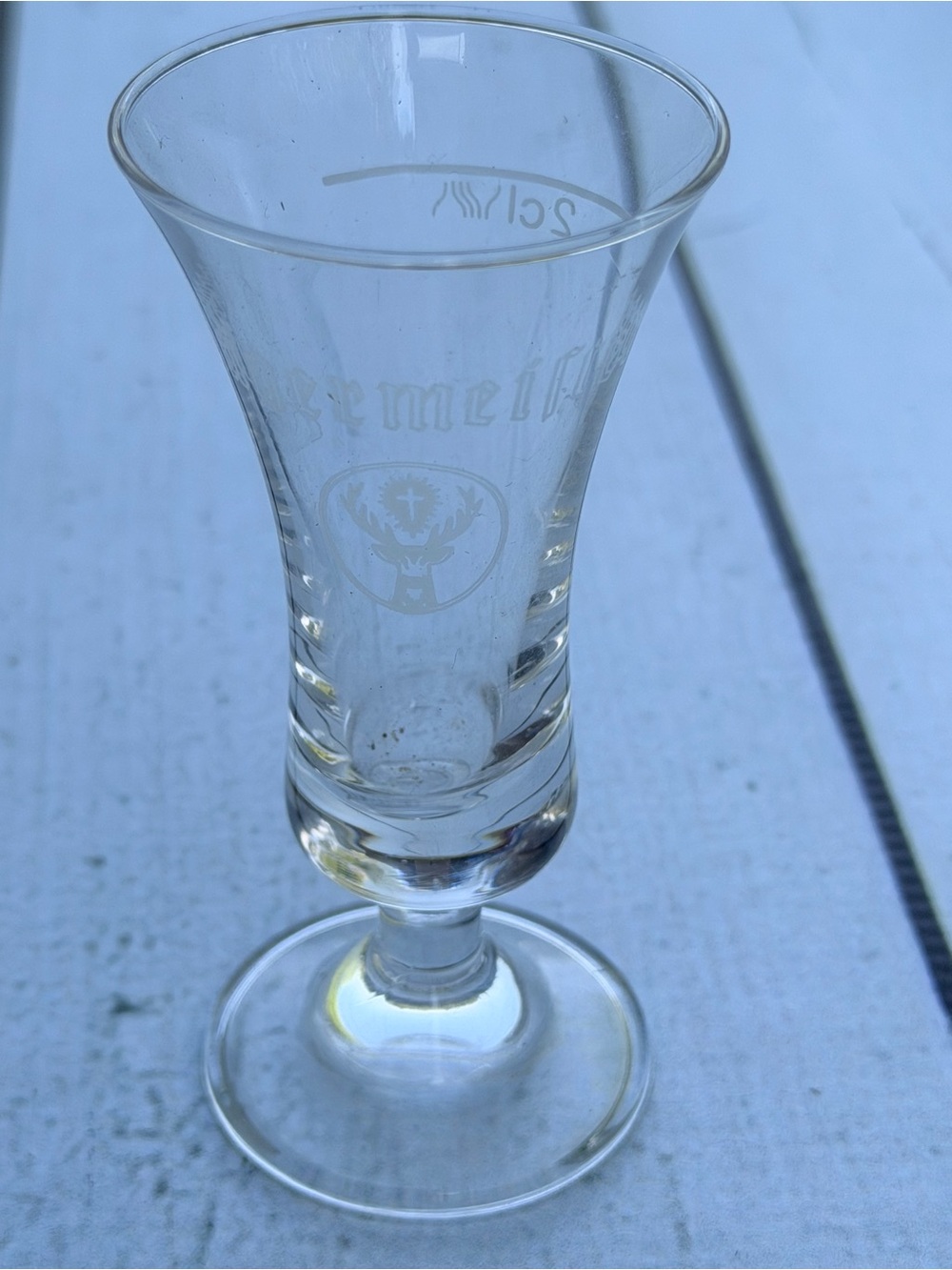 Vintage Jägermeister Stemmed Cordial
Shot Glass - Etched Logo, 2cl